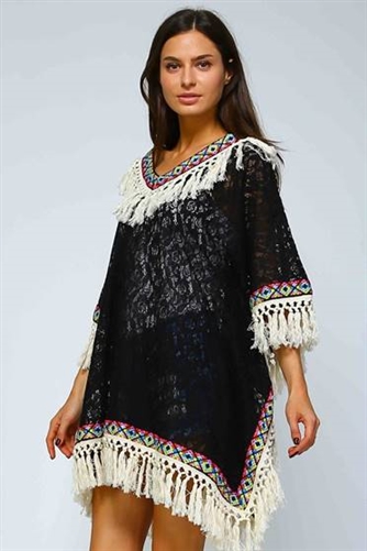 Velzera Fringe Poncho VLRD521