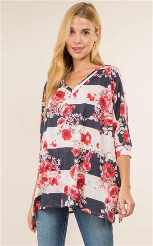 Vision V Neck Floral Top T5433