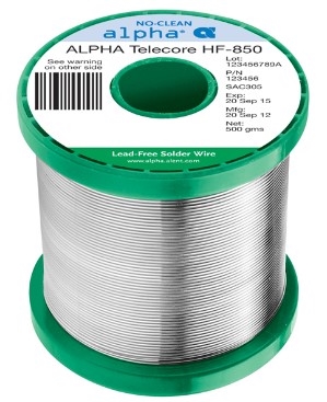 160142 - Alpha - Telecore Plus HF-850 Halogen Free Solder Wire, P2, .020", SACX0307, 1lb Spool