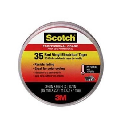 35 RED - 3m - ScotchÂ® Vinyl Red Electrical Tape 35, 3/4"x66'