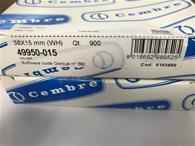 49950-015 - Cembre - MARKER MG-KMP 49950-015 (38X15 WH), 18 per sheet,  Pack/600