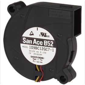677-346838-001 - 109BC24GC7-1 - SANYO DENKI - DC Blower Centrifugal Ball Bearing 24V 12V to 27.6V 4.4CFM 43dB 51 X 52.6 X 15mm Sensor
