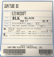 B2 5/8" BLACK - Sumitomo - 200' of 2:1 Flexible Polyolefin Heat Shrink Tubing - SAE-AS23053/5 Class 1, 3