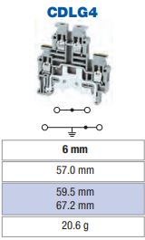 CDLG4 - ALTECH - DIN Term Blk, Screw, Dbl Level, Bottom Grnd, 32A, 150V, 24-10AWG, 6mm, grey, Std. Pkg 100