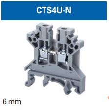 CTS4U-N/R - ALTECH - DIN Term Blk, Screw, Feed-Thru,35A, 600V, 22-10AWG, 6mm, red, Std, Pack: 100