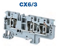 CX6/3 - ALTECH - DIN Terminal, Spring, 3 conn, 50A, 600V, 24-8AWG, 8mm, grey