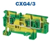 CXG4/3 - ALTECH - DIN Terminal, Spring, 3 conn; Ground, 24-8AWG, 6mm, Pkg/50