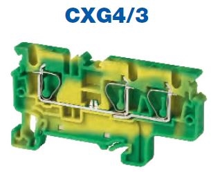 CXG4/3 - ALTECH - DIN Terminal, Spring, 3 conn; Ground, 24-8AWG, 6mm, Pkg/50