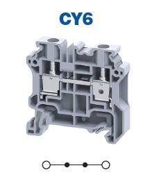 CY6 - ALTECH - DIN Term Blk, Screw, Feed-Thru, 50A, 600V, 24-8AWG, 8mm, grey