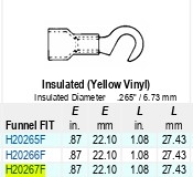 H20267F - HOLLINGSWORTH - Yellow Vinyl, 12-10 AWG, #10 Stud, Hook Terminal