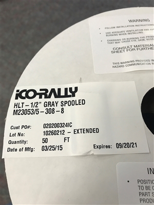 HLT-1/2-8 - iCO-RALLY - Gray 1/2", 2:1 HEAT SHRINKABLE POLYOLEFIN, FLEXIBLE, THIN-WALL (M23053/5-308-1 Class 1 & 3)