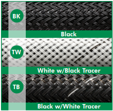HTN1.25TB-250 - TECHFLEX - Flexo Halar - 1 1/4" - Black w/ White Tracer Spool 250'