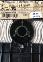 MTW16WH - White MTW #16 AWG Stranded TFF, 500'