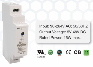 PSD-1548 - ALTECH - Power Supply;Din Rail,15W,Univ, 85-264VACin;48VDCout;0.32A,Cll, Pkg/1