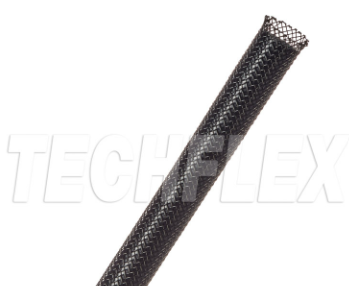 PT40.13BK - TECHFLEX - FLEXOÂ® PET (PT)  - 1/8" (3.302 mm) Black Only, General purpose Expandable Braided Sleeving, 4 End Construction, Pkg/1000'