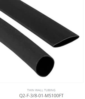 Q2-F-3/8-01-MS100FT - QUALTEK - Heat Shrink, Thin Wall, Polyolefin, 2:1, Black, ID: 3/8" - Pkg/100ft