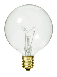 S3821 - SATCO - G16 Globe Incandescent Light Bulb Clear - Candelabra Brass Base - 120 Volt
