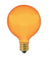 S3836 - SATCO - G12 1/2 Globe Incandescent Light Bulb, Transparent Amber - Candelabra Brass Base (E12) - 10W, 120 Volt (10G12 1/2/A)