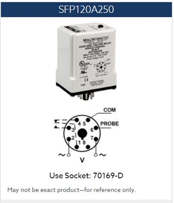 SFP120A250 - MACROMAATIC - Seal Leak Relay, Single Channel, 1-250K Ohms, 120VAC Input, 10 Amp SPDT Relay, Plug-in