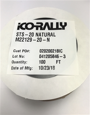 STS-20 Natural - iCO-Rally - PTFE Standard Wall Teflon Tubing - MIL-I-22129C