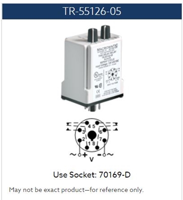 TR-55126-05 - MACROMATIC - Time delay Relay; Plug-in; Repeat Cycle (On 1st); 12 VAC/DC; 10A DPDT; 0.1-10 Sec. Timing