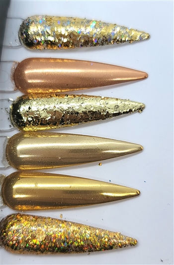 GOLD Chrome/Glitter set of 6 pcs #006