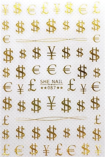 GOLD Money Symbol Stickers # 155