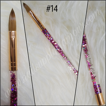 #14 100% Kolinsky Nail Brush (Aqua Rose Gold)