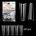 1XL COFFIN "No C Curve" Nail Tips CLEAR (REFILLS) #10