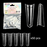 1XL COFFIN "No C Curve" Nail Tips CLEAR (REFILLS) #2