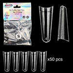 1XL COFFIN "No C Curve" Nail Tips CLEAR (REFILLS) #8