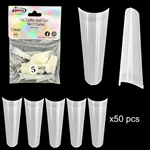 1XL COFFIN "No C Curve" Nail Tips NATURAL (REFILLS) #5