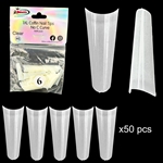 1XL COFFIN "No C Curve" Nail Tips NATURAL (REFILLS) #6