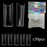 1XL SQUARE "No C Curve" Nail Tips CLEAR (REFILLS) #1