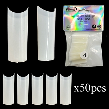 1XL SQUARE "No C Curve" Nail Tips NATURAL (REFILLS) #4