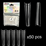 2XL COFFIN "No C Curve" Nail Tips CLEAR (REFILLS) #1