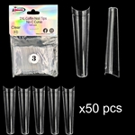 2XL COFFIN "No C Curve" Nail Tips CLEAR (REFILLS) #3