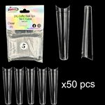 2XL COFFIN "No C Curve" Nail Tips CLEAR (REFILLS) #5