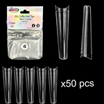 2XL COFFIN "No C Curve" Nail Tips CLEAR (REFILLS) #6