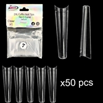 2XL COFFIN "No C Curve" Nail Tips CLEAR (REFILLS) #7