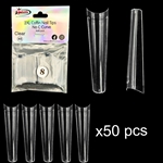 2XL COFFIN "No C Curve" Nail Tips CLEAR (REFILLS) #8