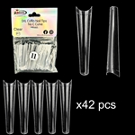 3XL COFFIN "No C Curve" Nail Tips CLEAR (REFILLS) #11