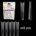 3XL COFFIN "No C Curve" Nail Tips CLEAR (REFILLS) #3