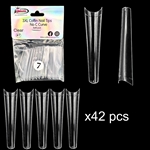 3XL COFFIN "No C Curve" Nail Tips CLEAR (REFILLS) #7