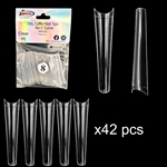 3XL COFFIN "No C Curve" Nail Tips CLEAR (REFILLS) #8