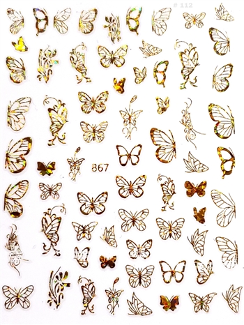 BUTTERFLY Nail Stickers Gold AB # 112