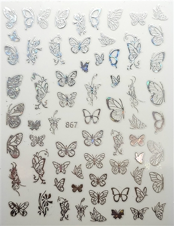 BUTTERFLY Nail Stickers Silver AB # 175