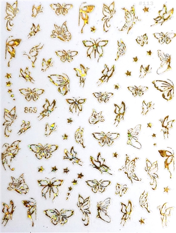 BUTTERFLY Nail Stickers Gold AB # 113