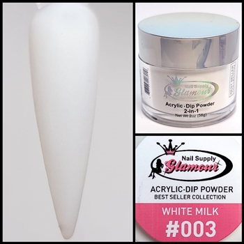 Glamour 2 in 1 Acrylic & Dip Powder WHITE MILK 003 2oz