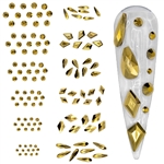 Gold Crystal Shapes / Sizes Mix